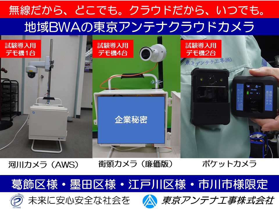 地域BWAの東京アンテナクラウドカメラは3種類